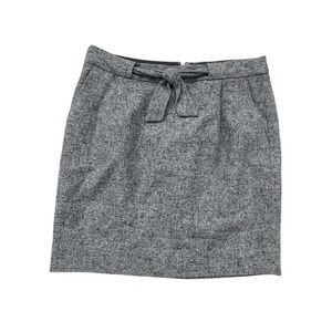 J. Crew Wool Blend Belted Pencil Skirt Gray Red Blue Speckled Women's Size 2